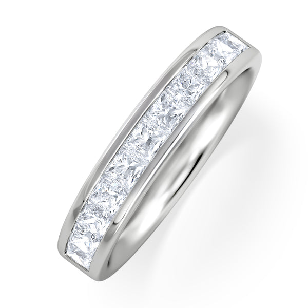 18K White Gold Princess Diamond Half Eternity Ring 1.00CT G/VS